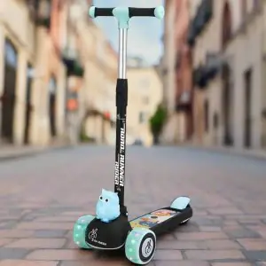 R for Rabbit Road Runner Ryder Kids Scooter Black Blue - PU LED wheels