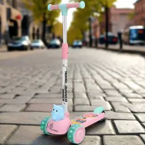 R for Rabbit Road Runner Ryder Kids Scooter Pink Blue - PU LED wheels