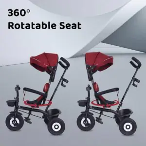 R for Rabbit Tiny Toes T40 Plus Tricycle Maroon Black - Rubber Wheels