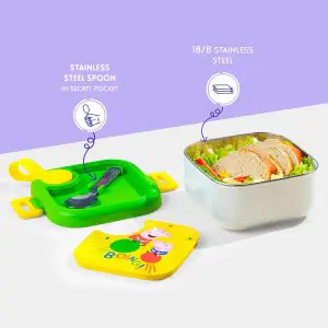 Rabitat Peppa Pig Lunchmate Mini Stainless Steel Lunch Box - Go Green