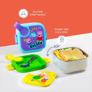Rabitat Peppa Pig Lunchmate Mini Stainless Steel Lunch Box - Rainy Day