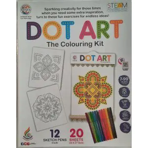 Ratna's Dot Art The Colouring Kit (20 Sheet & 12 Sketch Pens)