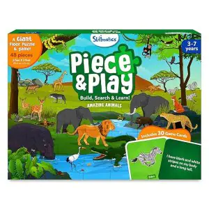 Skillmatics Floor Puzzle & Game - Piece & Play Wild Animals