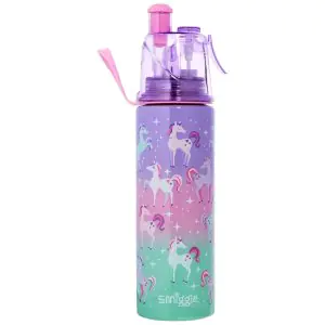 Smiggle Mist Spritz Insulated Steel Drink Bottle Lilac 500Ml, Stainless Steel Drink Bottle for Girls