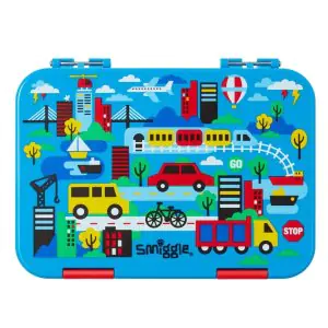Smiggle Roundabout Happy Bento Lunch Box Medium Mid Blue