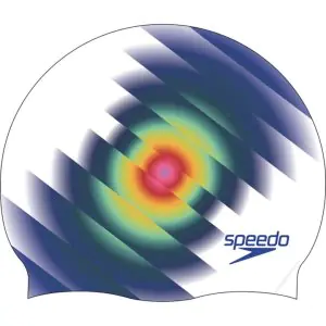 Speedo Unisex Adult Digital Printed Swim Cap - White & Blue