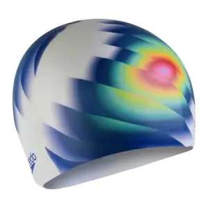 Speedo Unisex Adult Digital Printed Swim Cap - White & Blue