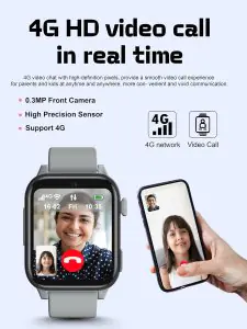 Spiky Gnome 4G Video,Voice Calling,LBS-GPS-WIFI Positioning,GPS Tracking Smart Watch 0424 Black