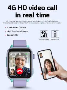Spiky Gnome 4G Video,Voice Calling,LBS-GPS-WIFI Positioning,GPS Tracking Smart Watch 0424 Purple