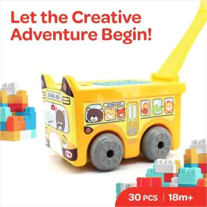 Sunta Building Blocks School Bus Trolley Container - 30 Pieces