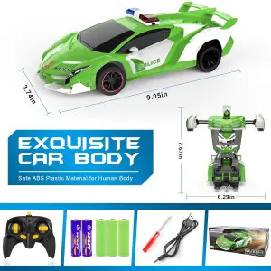 Super Fast Remote Controlled Transforming Robot Green Car RC27