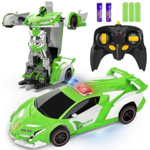 Super Fast Remote Controlled Transforming Robot Green Car RC27