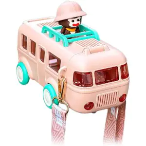 Supre Fans Portable Bus Straw Cup with Shoulder Strap For Kids - Pink