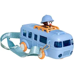 Supre Fans Straw Bus Cup With Shoulder Strap For Kids - Blue