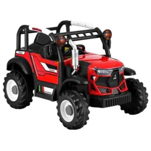 TF Kids Electric Ride On Tractors with Remote Control, Light, Music, USB, Horn, Adjustable Seat Belt – Red