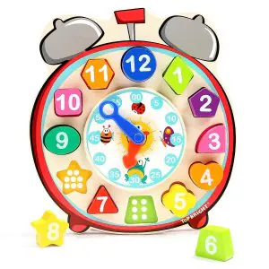 Top Bright Wooden Shape Sorting Clock