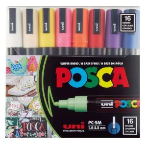 Uni-Ball Posca 5M 1.8-2.5mm Bullet Shaped Markers (Pack Of 16)