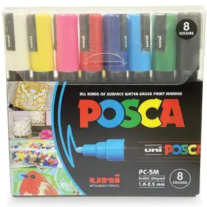 Uni-Ball Posca 5M 1.8-2.5mm Bullet Shaped Markers (Pack Of 8)