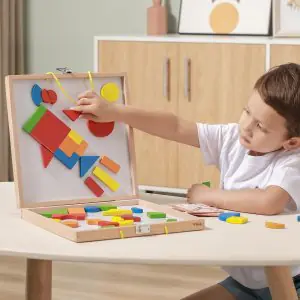 Viga Wooden Magnetic Shapes Blocks Set