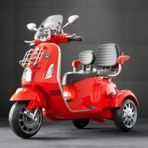 TF Double Seater Remote Control Vespa Kids Battery Operated Ride On Red 12V
