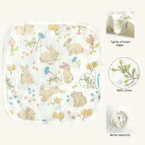 Abracadabra Muslin Wipes (Set of 3) - Bunny Garden