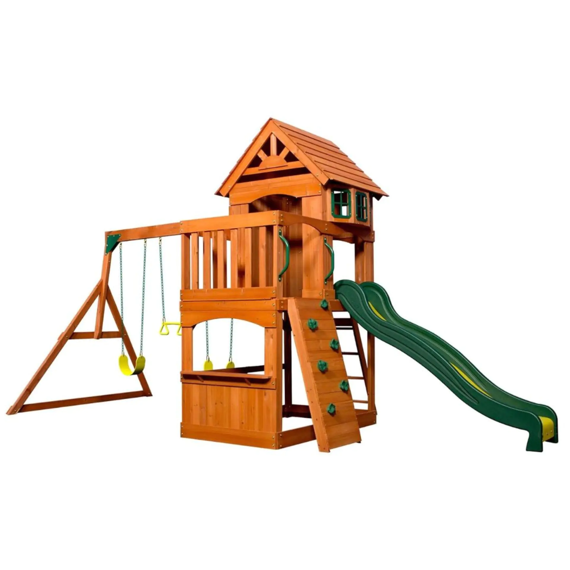 Backyard Atlantic Play Tower with Swing, Slide, Sandbox, Climbing