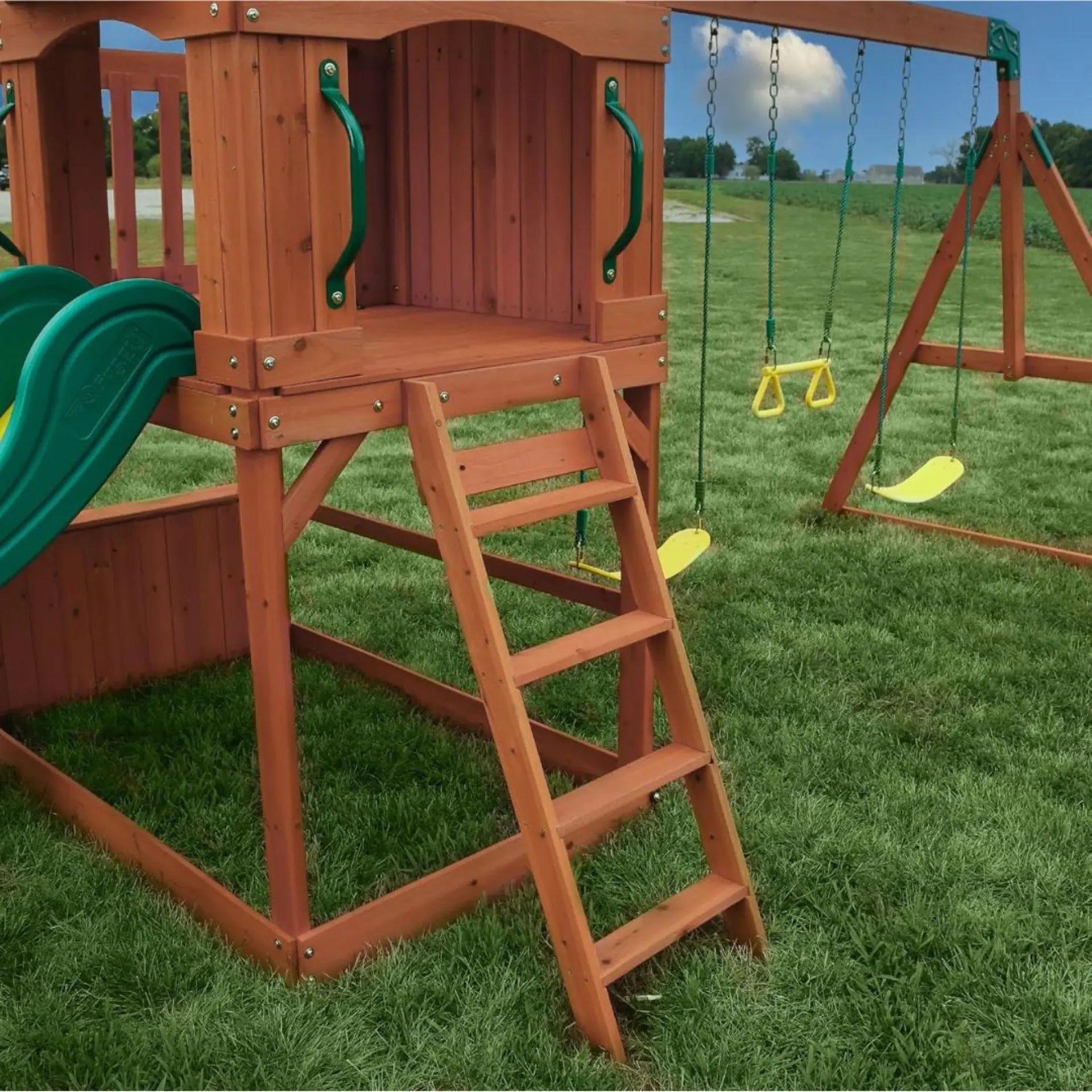 Backyard Atlantic Play Tower with Swing, Slide, Sandbox, Climbing