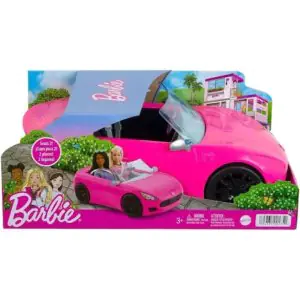 Barbie Pink Convertible 2-Seater Vehicle With Rolling Wheels