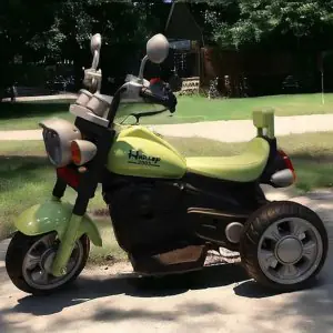 TF Harley Bike Battery Operated Green Color With Music And Lights For 2 To 6 Year Child With Foot Accelerator