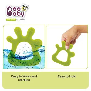 Bee Baby Finger Shape Green Soft Silicone Teether