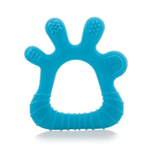 Bee Baby Finger Shape Blue Soft Silicone Teether