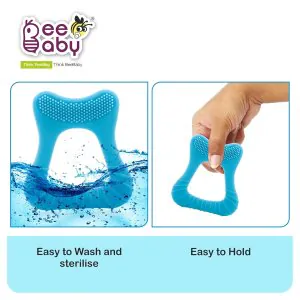 Bee Baby Tooth Bristle Blue Shape Silicone Teether