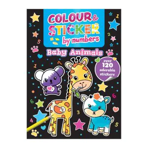 Bookoli Colour and Sticker By Numbers Baby Animals