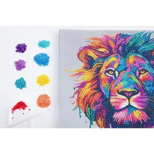 Curious Crystal Creations Metallic Foil Canvas Lion