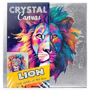 Curious Crystal Creations Metallic Foil Canvas Lion