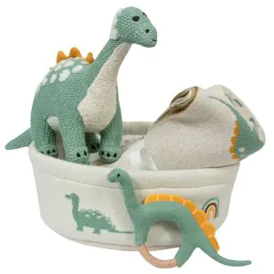 Inspiia Dino Basket Gift Set With Blanket & Rattle Teether