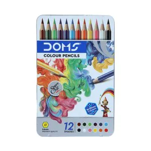 Doms 12 Shades Super Soft Colour Pencils Flat Tin Box