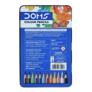 Doms 12 Shades Super Soft Colour Pencils Flat Tin Box