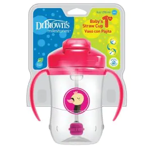 Dr. Brown’s Baby’s First Straw Cup with Handles 270ml Pink