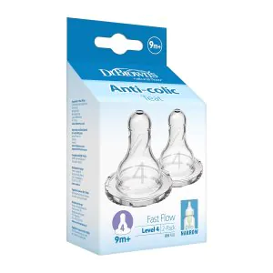 Dr Browns Natural Fast Flow Level 4 Narrow Nipple (Set of 2) 9m+