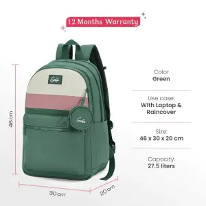 Genie Essence 28L Green Laptop Backpack With Raincover