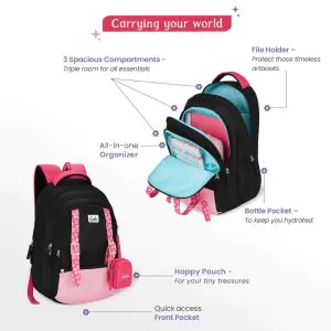 Genie Gemini 27L Black School Backpack