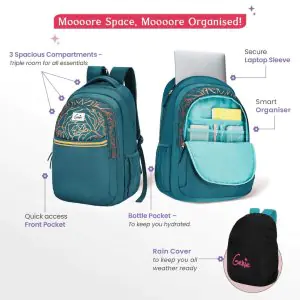 Genie Glow 36L Dark Green Laptop Backpack With Raincover