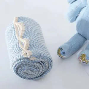 Inspiia Bunny Knitted Gift Set With Blanket (Blue)