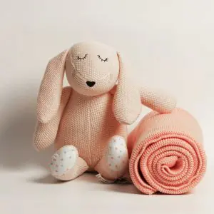 Inspiia Bunny Knitted Gift Set With Blanket (Pink)