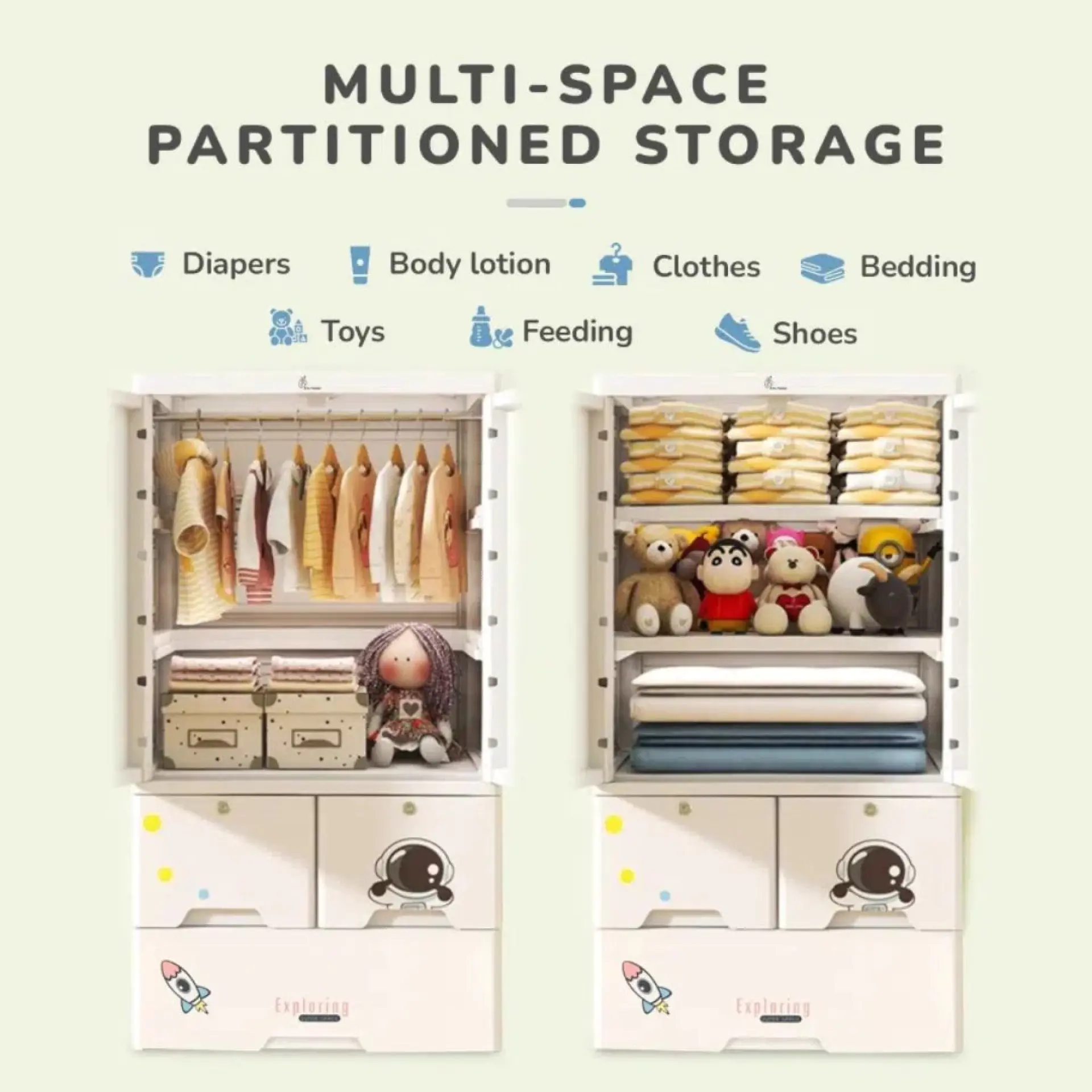 R for Rabbit Kiddo Korner Stellar Storage Organizer Cupboard With