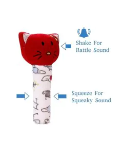Trots Kitty Face Rattle Soft Toy with Squeeze Handle