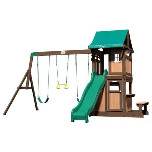 Backyard Lakewood Cedar Wood Swing and Slide Set 2001022