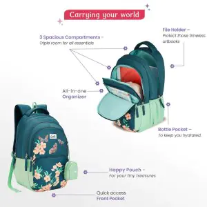 Genie Lilac 27L Dark Green School Backpack