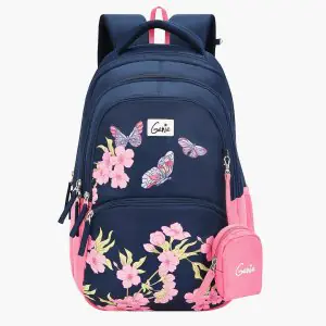 Genie Lilac 27L Navy Blue School Backpack